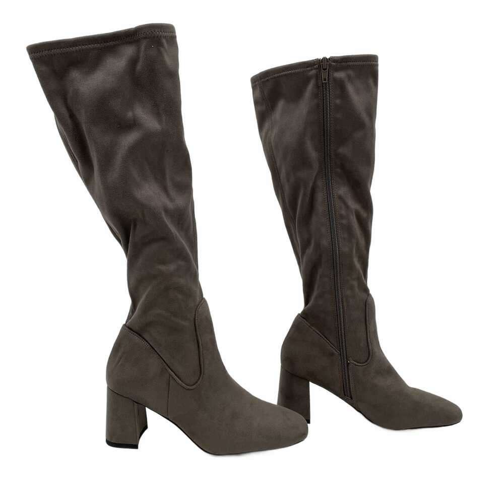 Nordstrom Rack Gray Faux Suede Heeled Knee-High Boots | Women’s Size 5